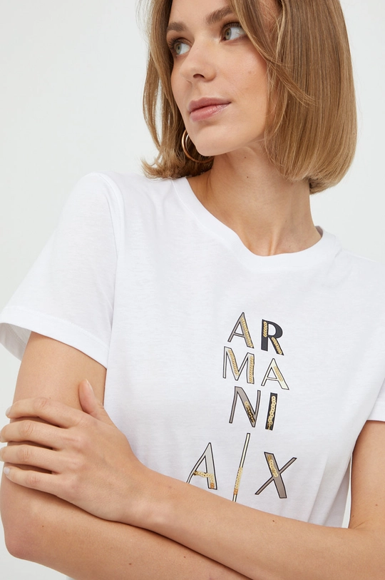 biały Armani Exchange t-shirt bawełniany 6LYT23.YJCEZ