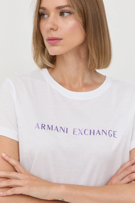 biela Bavlnené tričko Armani Exchange