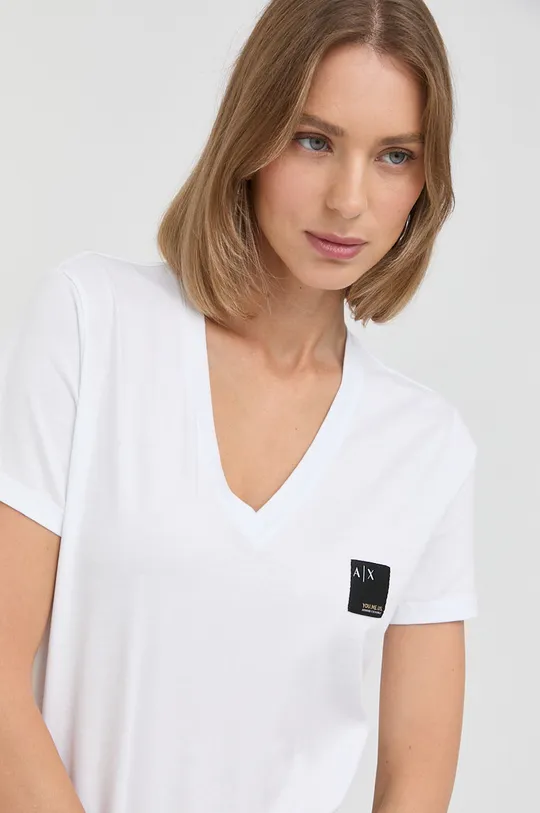 biela Bavlnené tričko Armani Exchange