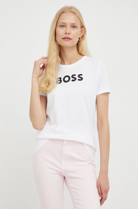 biały BOSS t-shirt bawełniany 50472255 Damski