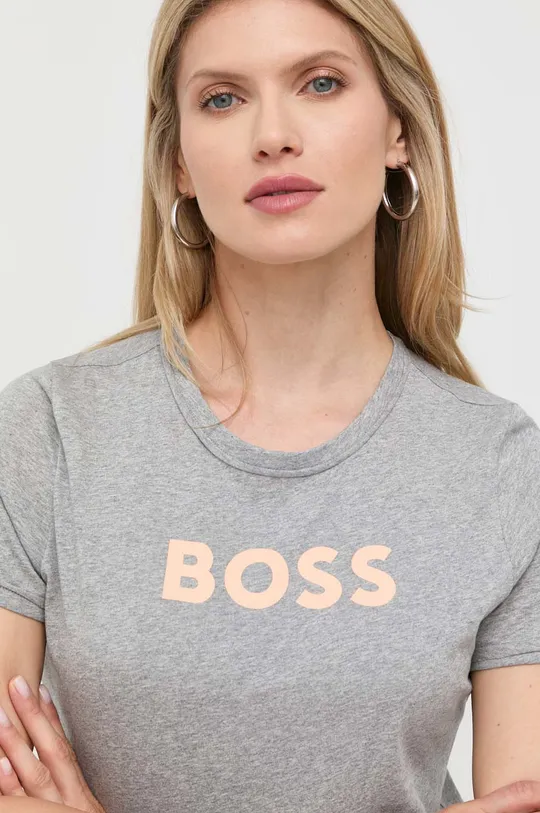 γκρί Βαμβακερό μπλουζάκι BOSS Γυναικεία
