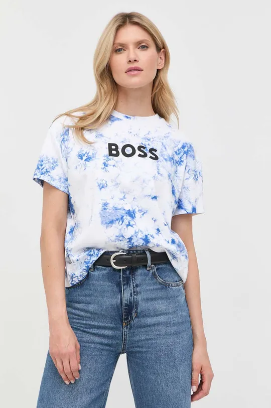 niebieski BOSS t-shirt bawełniany 50472287 Damski