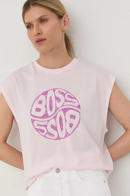 roza Bombažen t-shirt BOSS