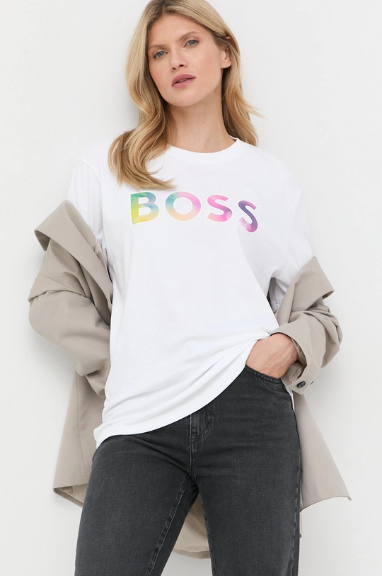 biały BOSS t-shirt bawełniany 50477946 Damski