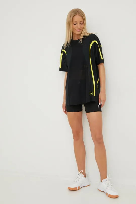 Μπλουζάκι για τρέξιμο adidas by Stella McCartney Truepace μαύρο