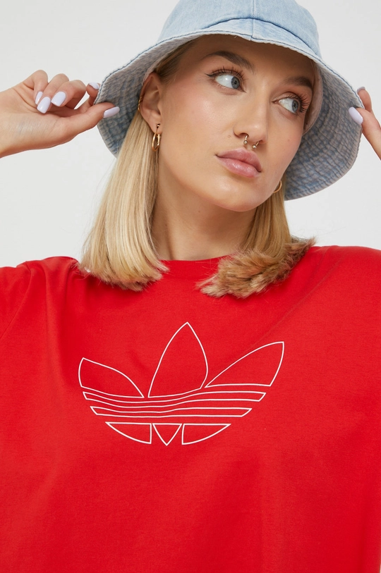 czerwony adidas Originals t-shirt bawełniany