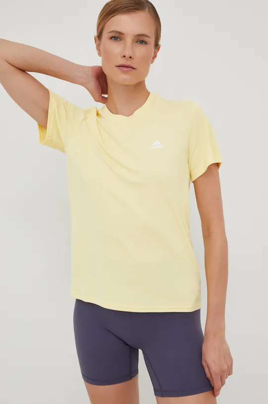 żółty adidas Performance t-shirt do biegania Run It Damski