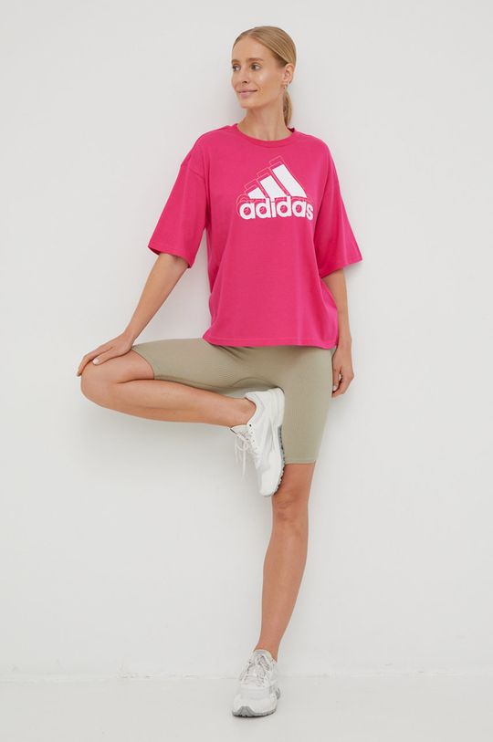 ostrá růžová Bavlněné tričko adidas Dámský