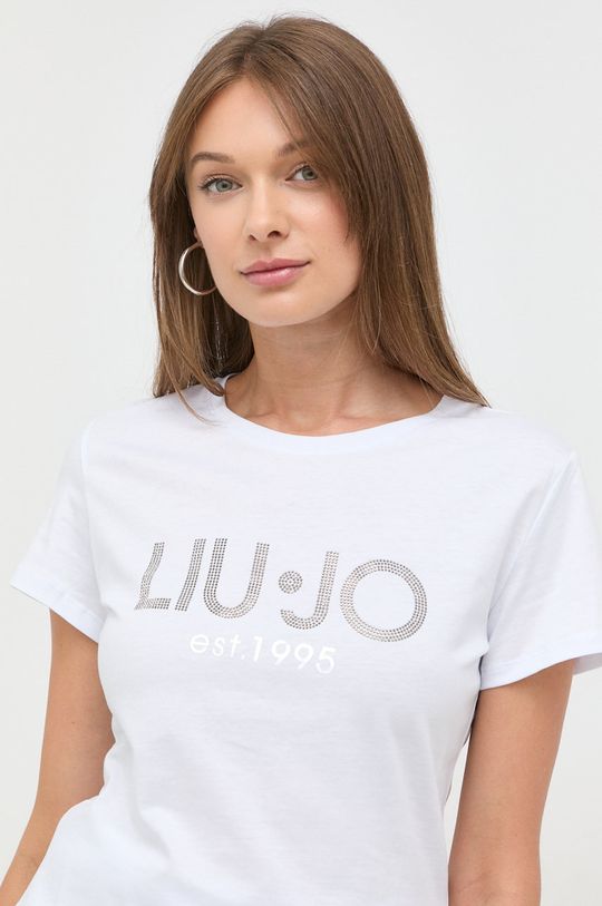 biały Liu Jo t-shirt bawełniany WF2303.J6308