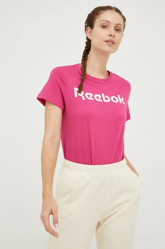 Reebok t-shirt bawełniany fioletowy
