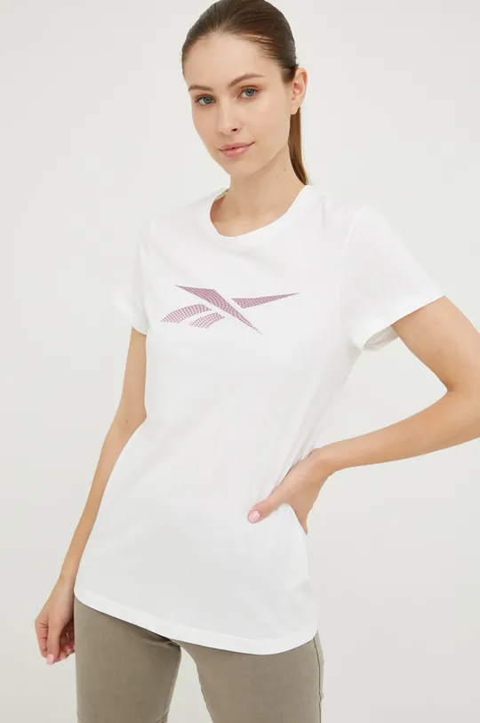 biały Reebok t-shirt bawełniany Damski