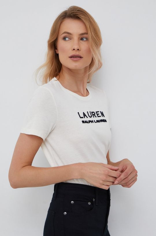 kremowy Lauren Ralph Lauren t-shirt 200871850001
