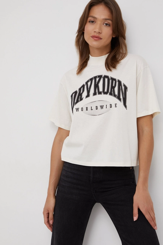 beżowy Drykorn t-shirt bawełniany