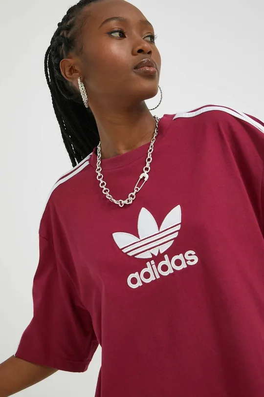 burgundia Adidas Originals pamut póló