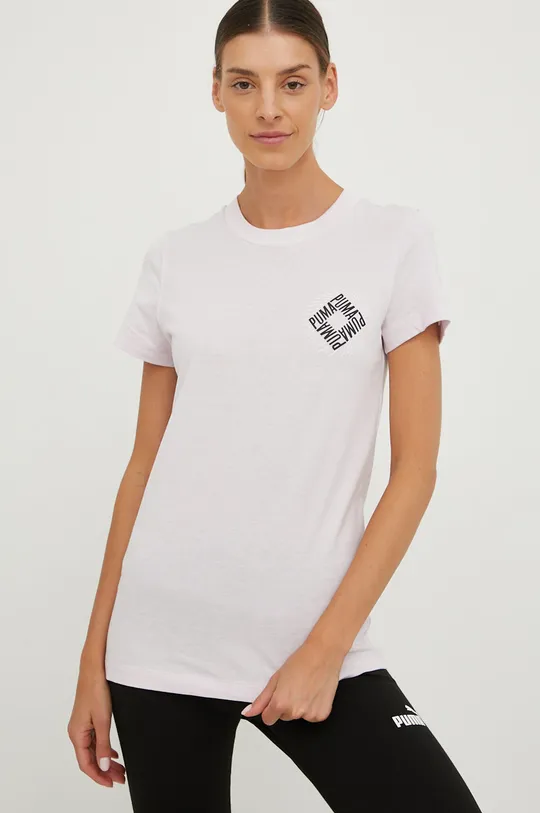 μωβ Βαμβακερό μπλουζάκι Puma Γυναικεία