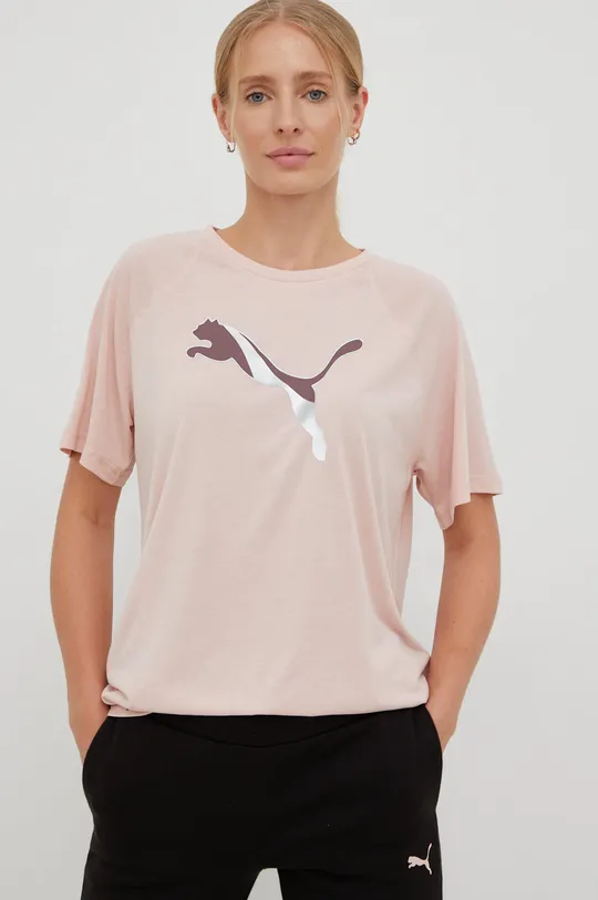 różowy Puma t-shirt treningowy Evostripe Damski