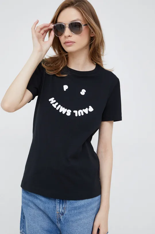 czarny PS Paul Smith t-shirt bawełniany Damski