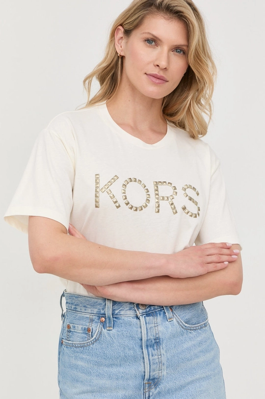 bež Bombažen t-shirt MICHAEL Michael Kors