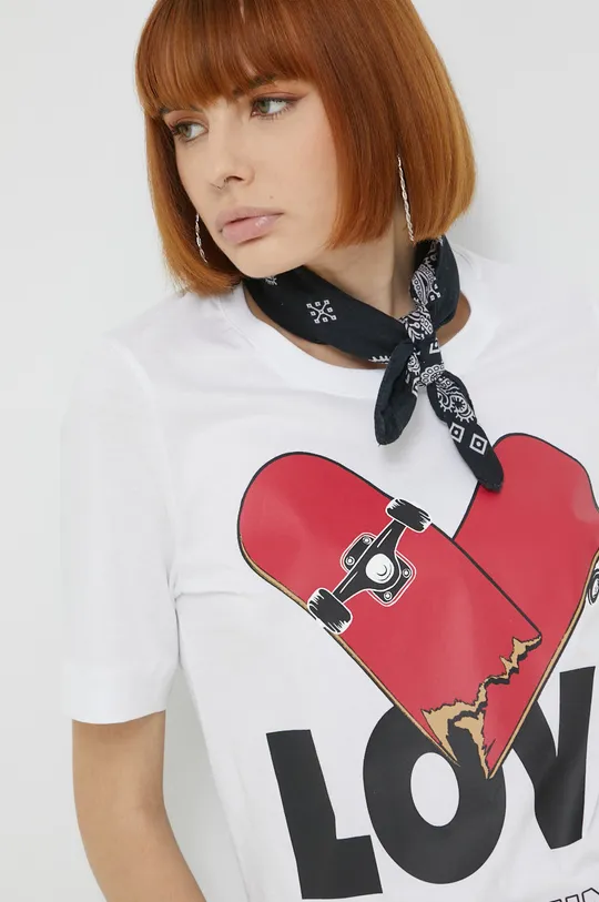 λευκό Βαμβακερό μπλουζάκι Love Moschino