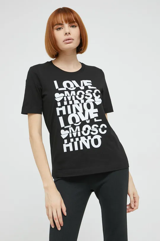 Bavlnené tričko Love Moschino čierna