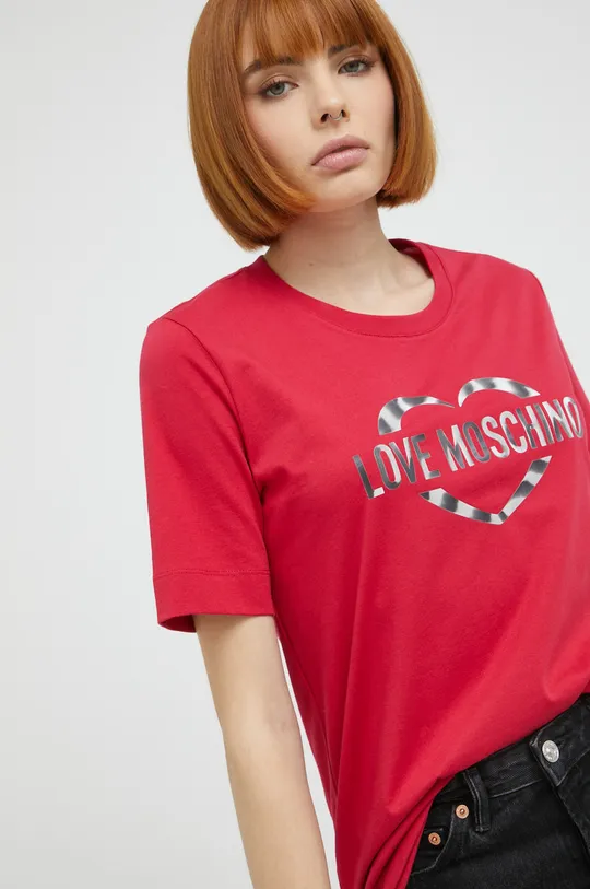 κόκκινο Βαμβακερό μπλουζάκι Love Moschino