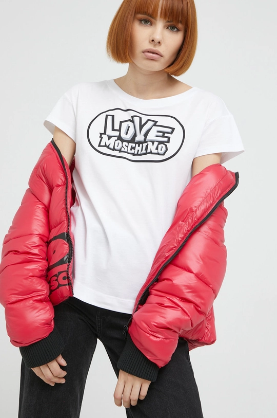 biały Love Moschino t-shirt bawełniany