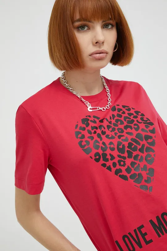 czerwony Love Moschino t-shirt bawełniany