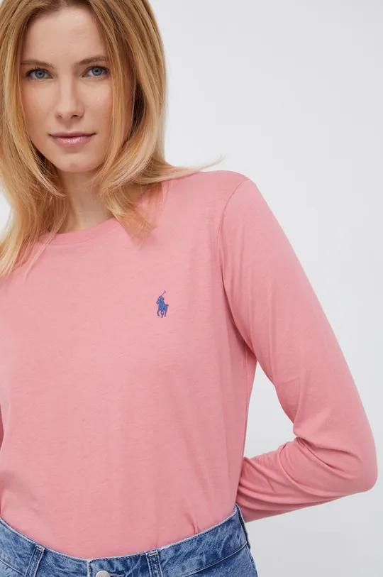 ροζ Βαμβακερή μπλούζα με μακριά μανίκια Polo Ralph Lauren