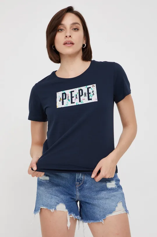 σκούρο μπλε Βαμβακερό μπλουζάκι Pepe Jeans Γυναικεία
