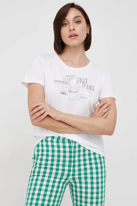λευκό Βαμβακερό μπλουζάκι Pepe Jeans Γυναικεία