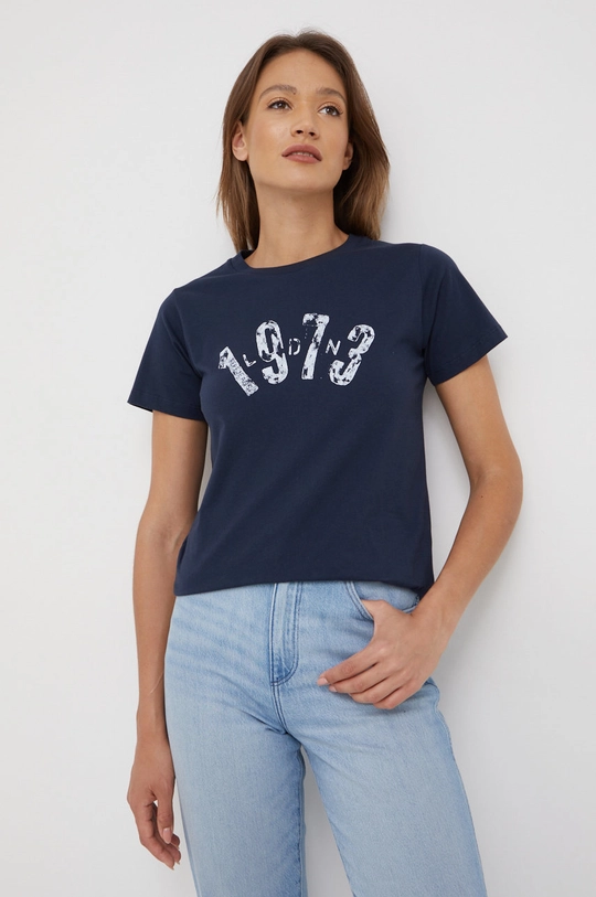 granatowy Pepe Jeans t-shirt bawełniany Damski