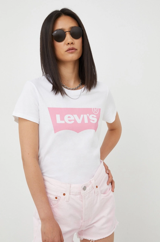 biały Levi's t-shirt bawełniany Damski