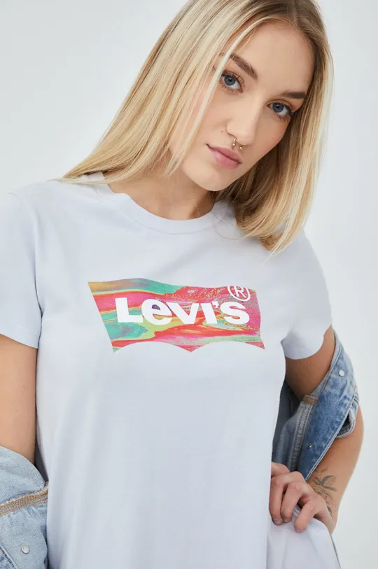 niebieski Levi's t-shirt bawełniany