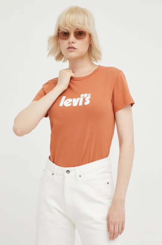 oranžna Bombažna kratka majica Levi's Ženski