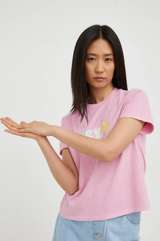 różowy Levi's t-shirt bawełniany
