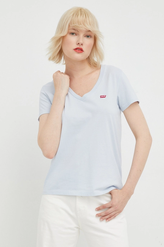 niebieski Levi's t-shirt bawełniany Damski