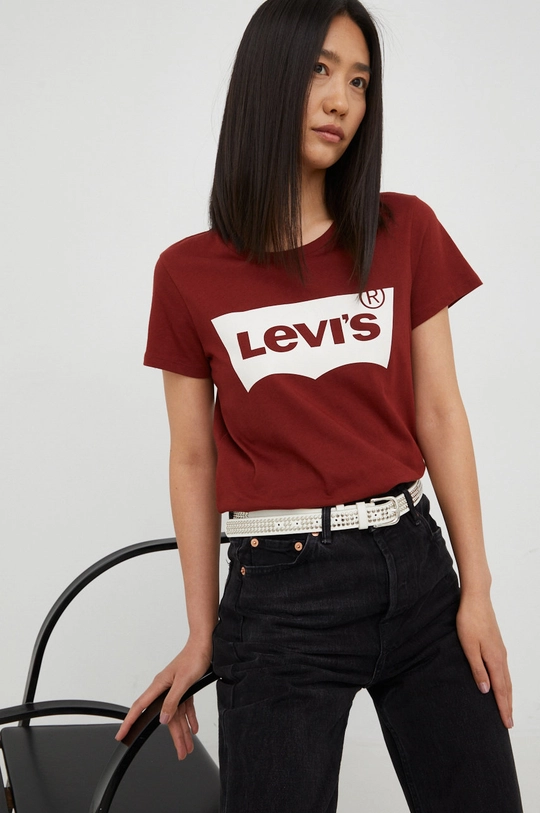 καφέ Βαμβακερό μπλουζάκι Levi's Γυναικεία