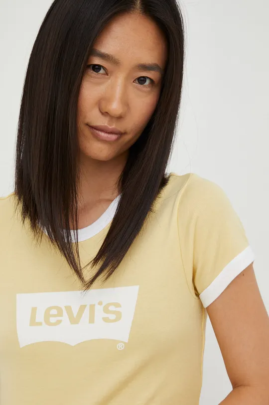 beżowy Levi's t-shirt bawełniany Damski