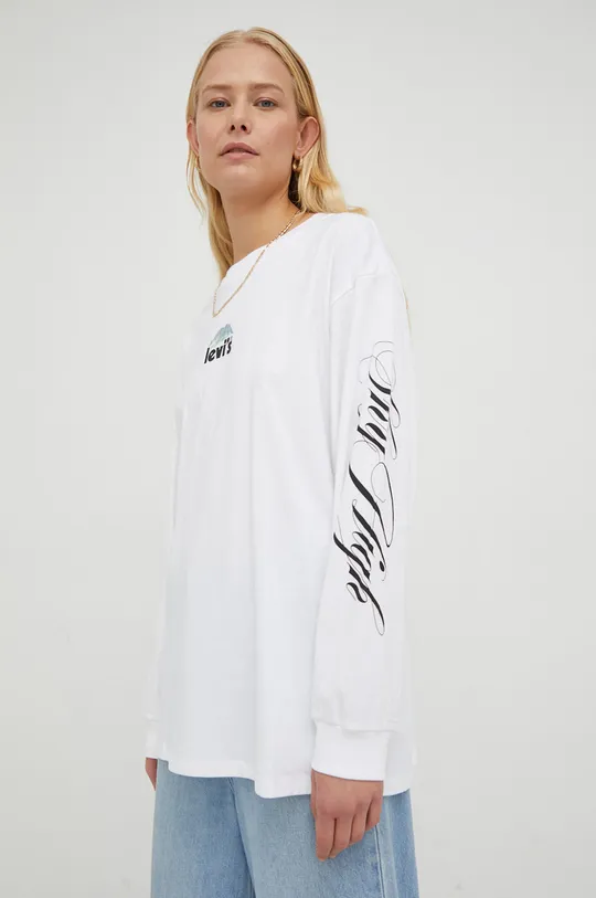 λευκό Βαμβακερή μπλούζα με μακριά μανίκια Levi's Γυναικεία