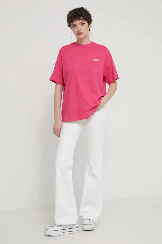 różowy Dickies t-shirt bawełniany Damski