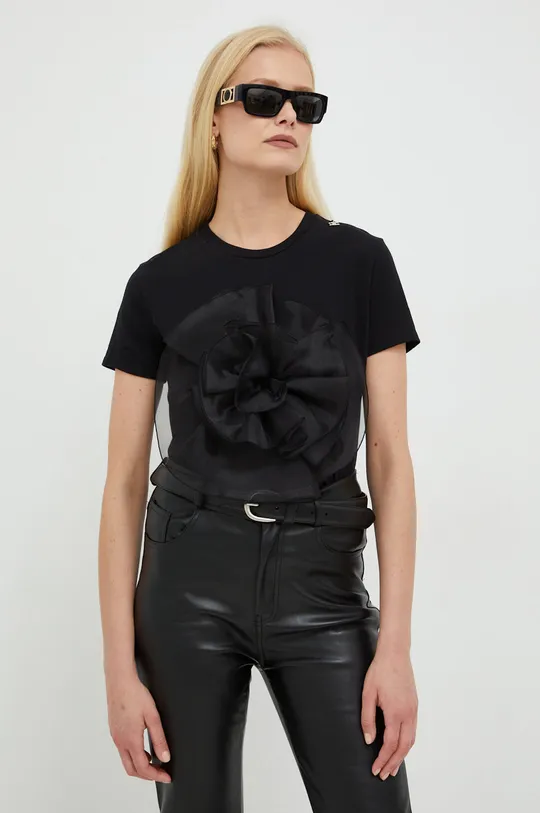črna Bombažna kratka majica Elisabetta Franchi Ženski