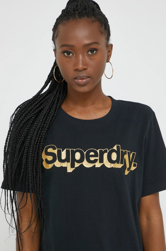 czarny Superdry t-shirt bawełniany