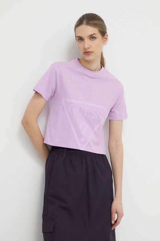 fioletowy Guess t-shirt bawełniany ADELE