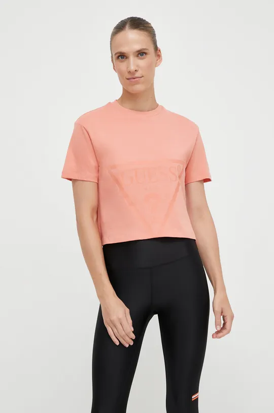 pomarańczowy Guess t-shirt bawełniany ADELE Damski