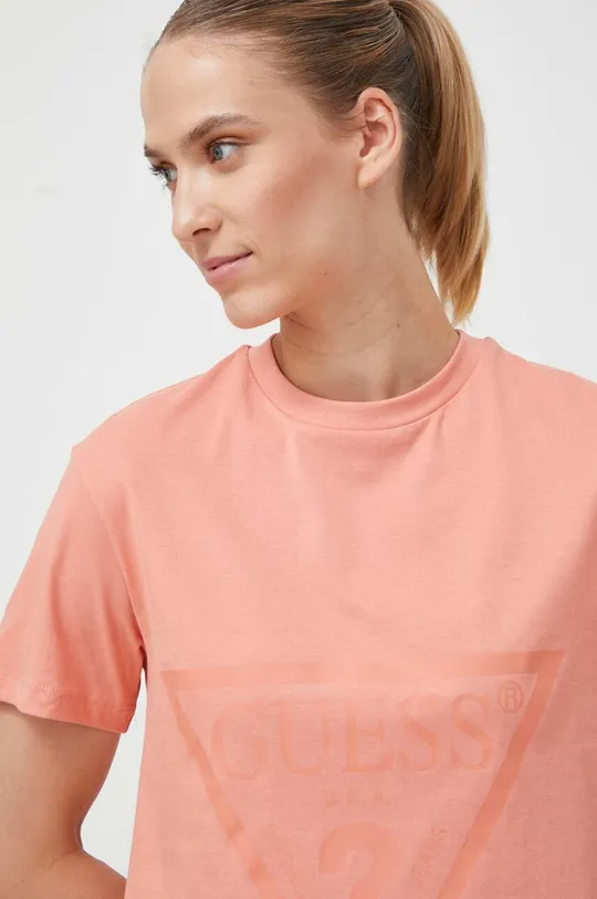 oranžna Bombažna kratka majica Guess