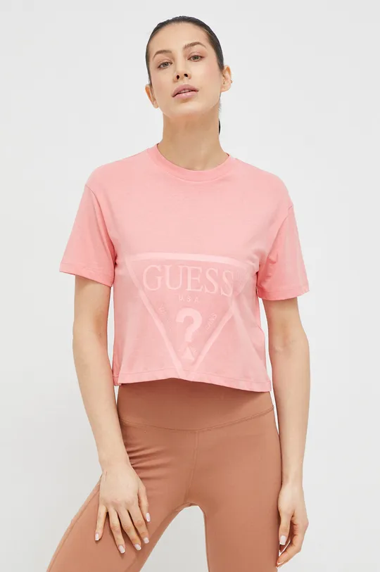 Guess t-shirt bawełniany ADELE różowy