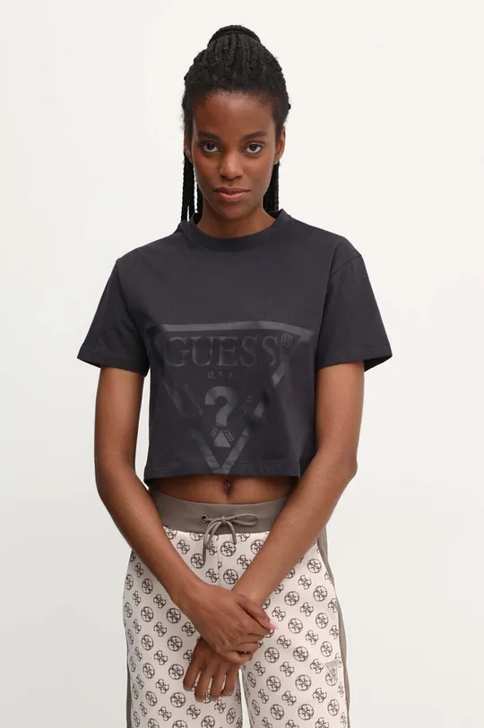 μαύρο Βαμβακερό μπλουζάκι Guess ADELE Γυναικεία