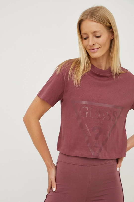 różowy Guess t-shirt bawełniany ADELE