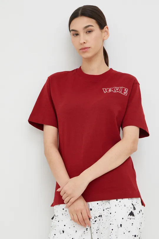 μπορντό Βαμβακερό μπλουζάκι Puma x VOGUE Γυναικεία