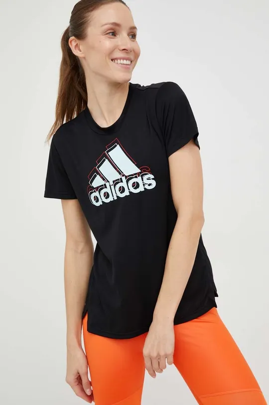 μαύρο Μπλουζάκι για τρέξιμο adidas Performance Brand Love Γυναικεία